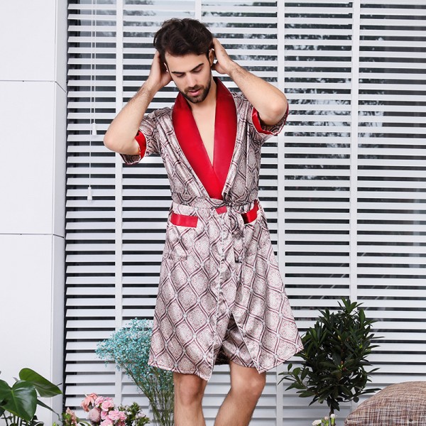 Summmer Kimono Robe Short Sleece Lightweight For Men