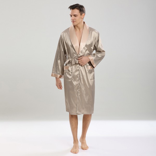 Satin Kimono Robe For Women Long Sleeve Light Weight Sleepwear Golden