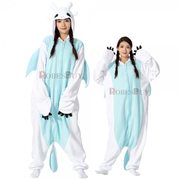 Cute Easy Light Fury Costume Halloween Matching Toothless Onesie Pajamas
