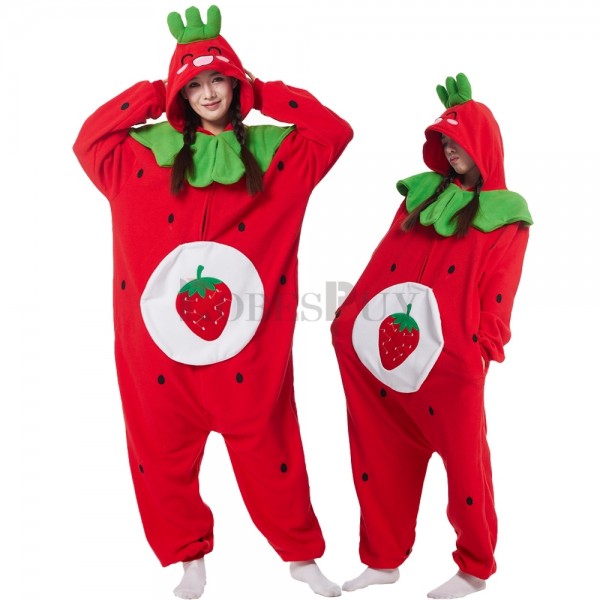 Fruit Strawberry Costume Cute Easy Halloween Onesies Pajamas Outfit