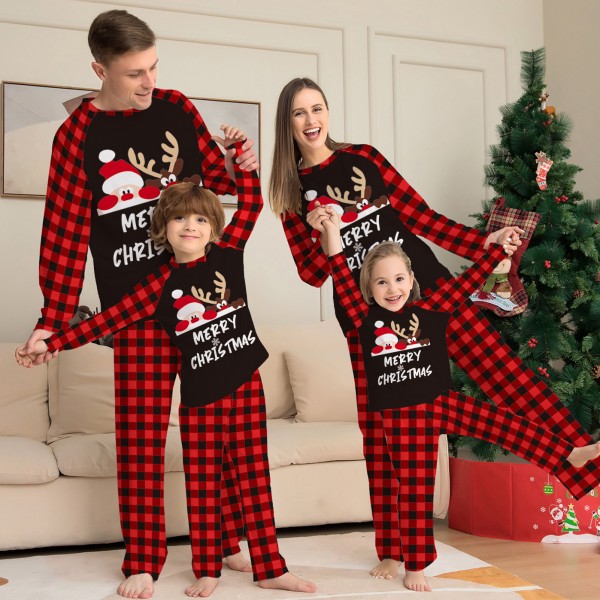 Red Plaid Christmas Family Pajamas Matching Couples Holiday Pjs