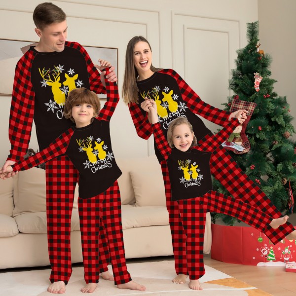 Black Matching Family Pajamas Christmas Holiday Pjs Red Plaid