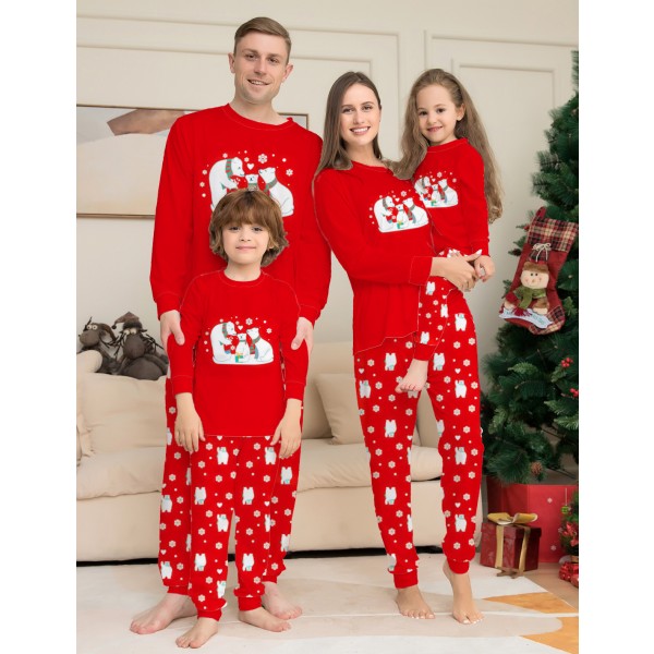 Red Polar Bear Christmas Family Pajamas Holiday Couples Pajama Sets