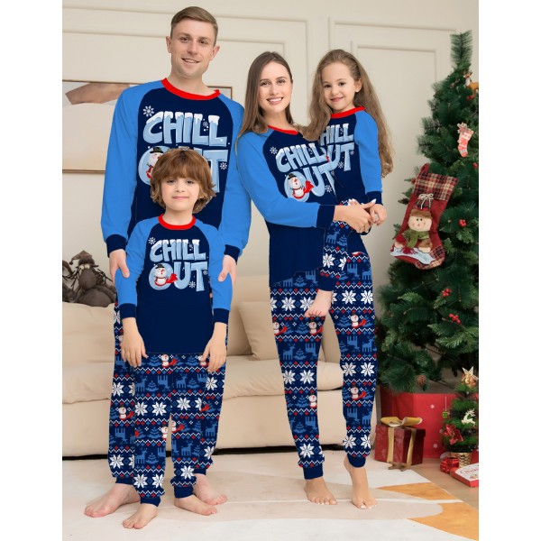 Blue Snowman Christmas Pajamas Matching Family Couples Pjs