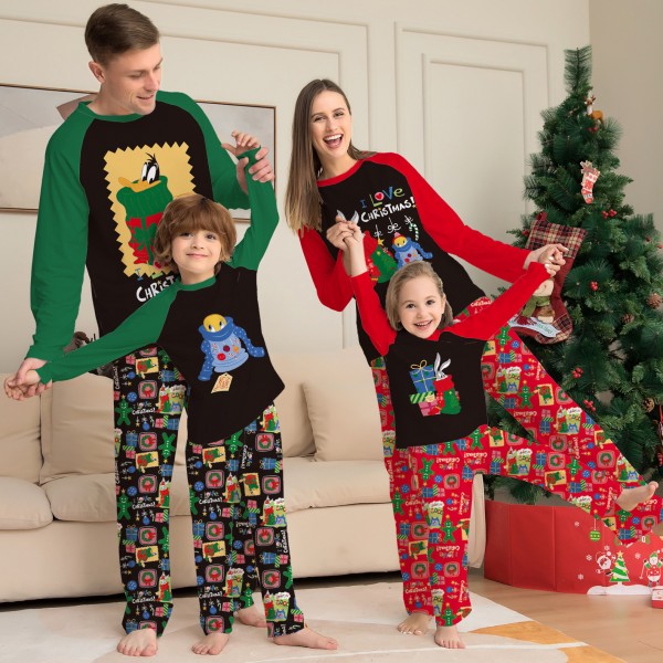 Cute Matching Family Pajama Sets Couples Christmas Holiday Pjs Green & Red